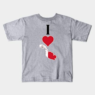 I Heart Malta Vertical I Love Maltese National Flag Map Kids T-Shirt